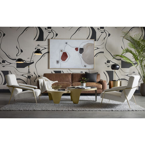 Mysaria 36 X 17.25 inch Clear / White / Antique Brass Nesting Coffee Tables, Set Of 2